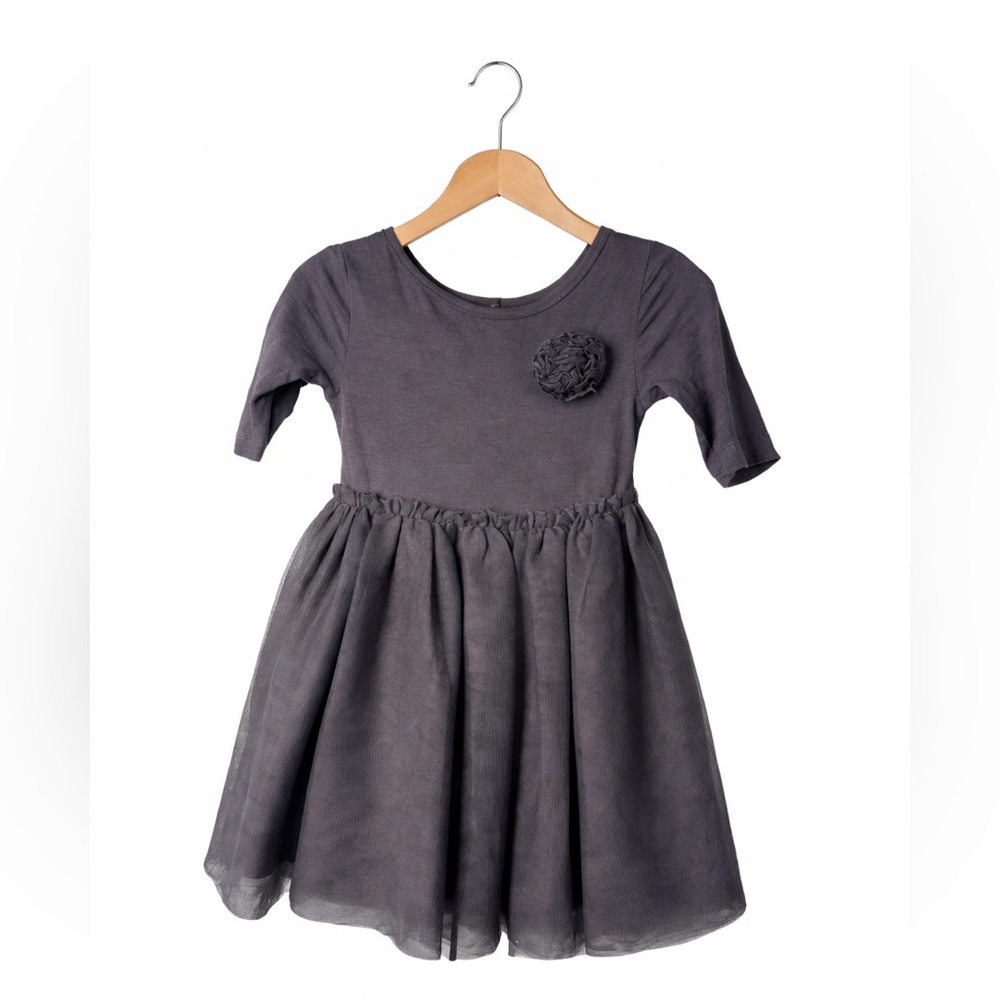 Joe Fresh Dark Gray Dress with Tulle Twirl Skirt. Great Condition. Size 1 year